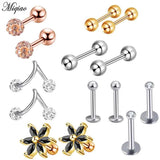 Miqiao Stainless Steel Earrings Ear Bone Nail Puncture Jewelry Set