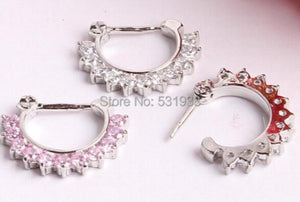 Sexy Women's Pink Septum Nose Ring Silver Plated Body Piercing Jewelry