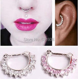 Sexy Women's Pink Septum Nose Ring Silver Plated Body Piercing Jewelry