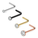 20G 1.5mm-3mm Clear CZ Nose L Studs Rings 4PCS
