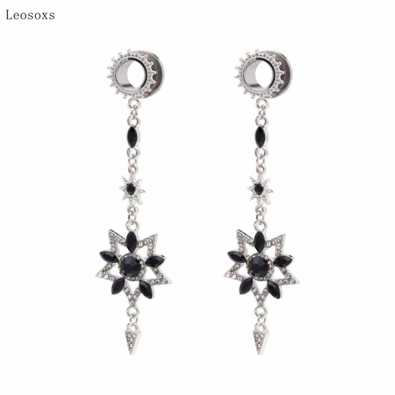 2pcs Stainless Steel Leaf Pendant Ear Piercing Jewelry