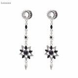2pcs Stainless Steel Leaf Pendant Ear Piercing Jewelry