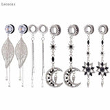 2pcs Stainless Steel Leaf Pendant Ear Piercing Jewelry