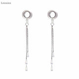 2pcs Stainless Steel Leaf Pendant Ear Piercing Jewelry