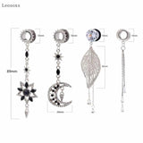 2pcs Stainless Steel Leaf Pendant Ear Piercing Jewelry