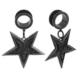 Star-Pendant Stainless Steel Ear Plugs Dangle Gauges Pair