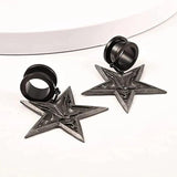Star-Pendant Stainless Steel Ear Plugs Dangle Gauges Pair