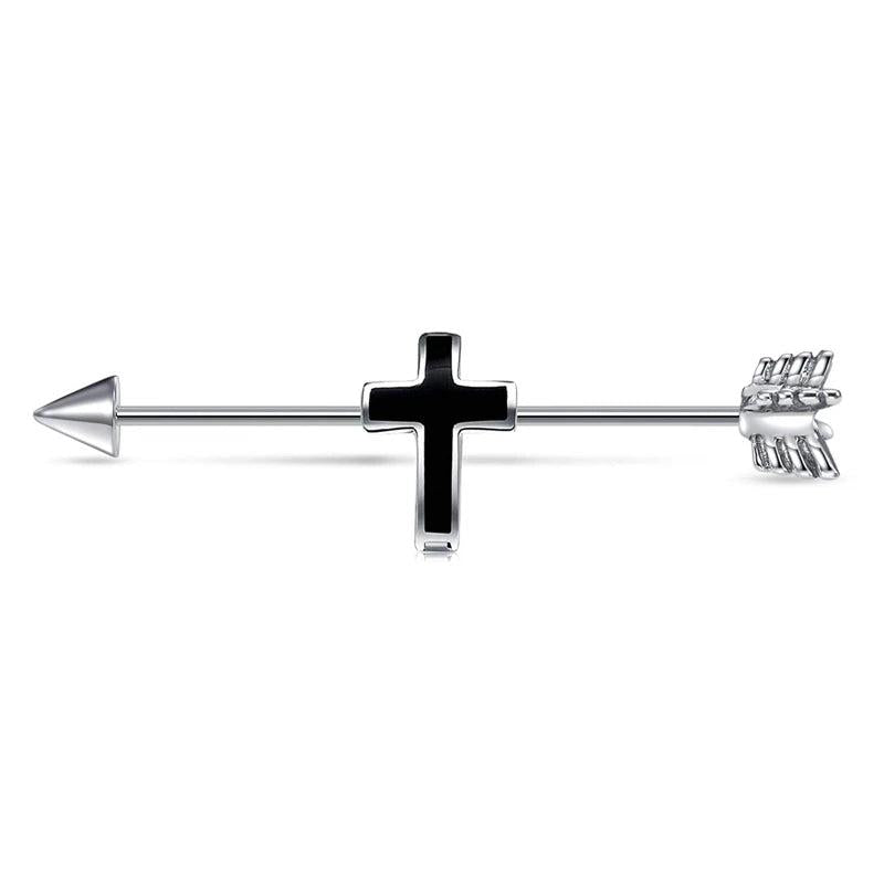 16G Industrial Barbell Stainless Steel Arrow Cross Cartilage Earring