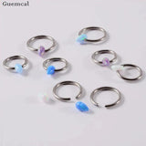 Opal Card Titanium Nose Ring Water Drop Clip Earrings