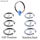 Opal Card Titanium Nose Ring Water Drop Clip Earrings