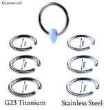 Opal Card Titanium Nose Ring Water Drop Clip Earrings