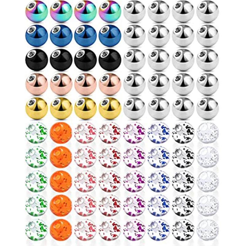 80 PCS 14G Acrylic/Stainless Steel Replacement Balls Spikes Body Jewelry