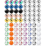 80 PCS 14G Acrylic/Stainless Steel Replacement Balls Spikes Body Jewelry