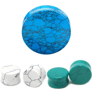 2PCS Green Stone Ear Plugs Piercings Gauges Double Flared