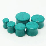 2PCS Green Stone Ear Plugs Piercings Gauges Double Flared