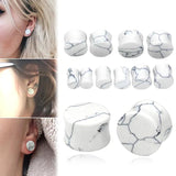2PCS Green Stone Ear Plugs Piercings Gauges Double Flared
