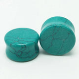 2PCS Green Stone Ear Plugs Piercings Gauges Double Flared