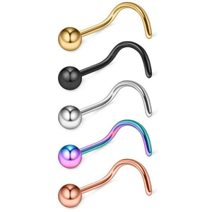 5PCS Surgical Steel Curved Nose Stud Ring Piercing Jewelry