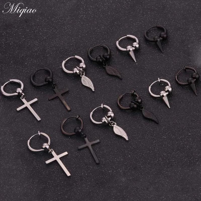 Miqiao 2pcs Feather Pendant Earrings Body Piercing Jewelry