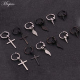 Miqiao 2pcs Feather Pendant Earrings Body Piercing Jewelry