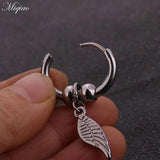 Miqiao 2pcs Feather Pendant Earrings Body Piercing Jewelry