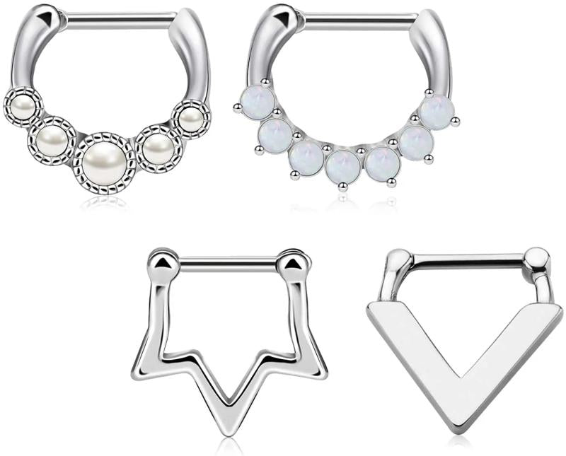 16G Septum Ring Hinged Segment Clicker Daith Earrings