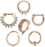 16G Septum Ring Hinged Segment Clicker Daith Earrings
