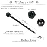 6PCS Industrial Barbell Earring Stainless Steel 14G 1 1/2 Inch - Coil, Wave