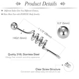 6PCS Industrial Barbell Earring Stainless Steel 14G 1 1/2 Inch - Coil, Wave