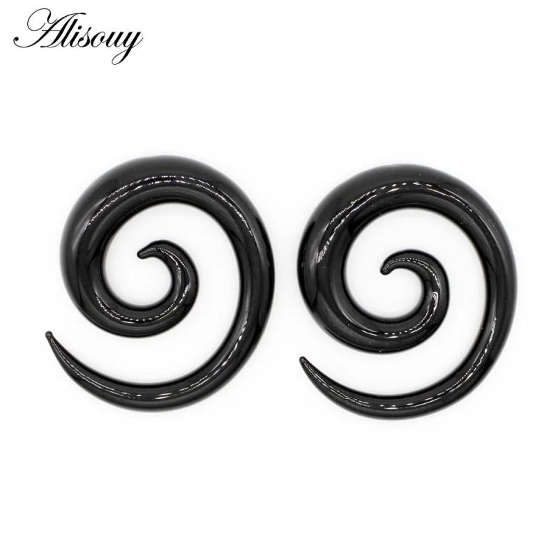 Glass Ear Taper Plug Ear Weight Hanger Twist Earrings
