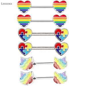 Leosoxs 2pcs Peach Heart Breast Ring Piercing Jewelry