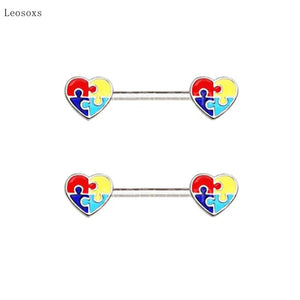 Leosoxs 2pcs Peach Heart Breast Ring Piercing Jewelry