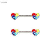 Leosoxs 2pcs Peach Heart Breast Ring Piercing Jewelry