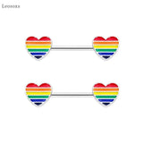 Leosoxs 2pcs Peach Heart Breast Ring Piercing Jewelry