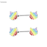 Leosoxs 2pcs Peach Heart Breast Ring Piercing Jewelry