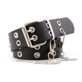 Women Belt PU Leather Pin Buckle Belt Punk Style With Metal Chain Waist Belt