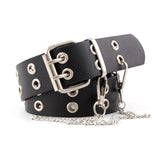Women Belt PU Leather Pin Buckle Belt Punk Style With Metal Chain Waist Belt
