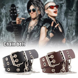 Women Belt PU Leather Pin Buckle Belt Punk Style With Metal Chain Waist Belt