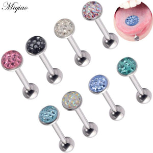 1pcs Full Drill Oil Straight Rod Tongue Ring Piercing