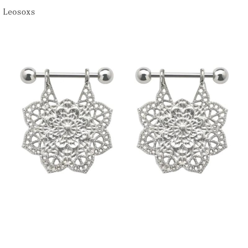 Leosoxs Retro Hollow Pattern Breast Nail Body Piercing Jewelry