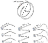 Double Nose Rings for Women CZ L Nose Rings Set