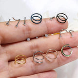 Double Nose Rings for Women CZ L Nose Rings Set