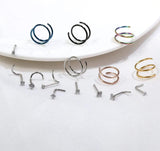 Double Nose Rings for Women CZ L Nose Rings Set