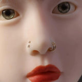 Double Nose Rings for Women CZ L Nose Rings Set