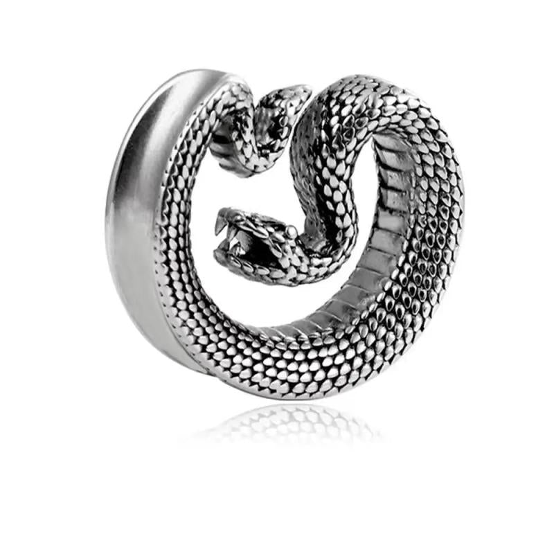 2Pcs Stainless Steel Snake Saddle Ear Plugs Tunnel Ear Gauge Expander