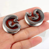2Pcs Stainless Steel Snake Saddle Ear Plugs Tunnel Ear Gauge Expander
