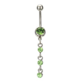 5 Pcs Green Crystal Leaf Turtle Dangle Belly Button Ring Set