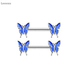 Leosoxs 2pcs Oil Dripping Butterfly Breast Nail Piercing