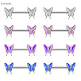 Leosoxs 2pcs Oil Dripping Butterfly Breast Nail Piercing