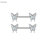 Leosoxs 2pcs Oil Dripping Butterfly Breast Nail Piercing